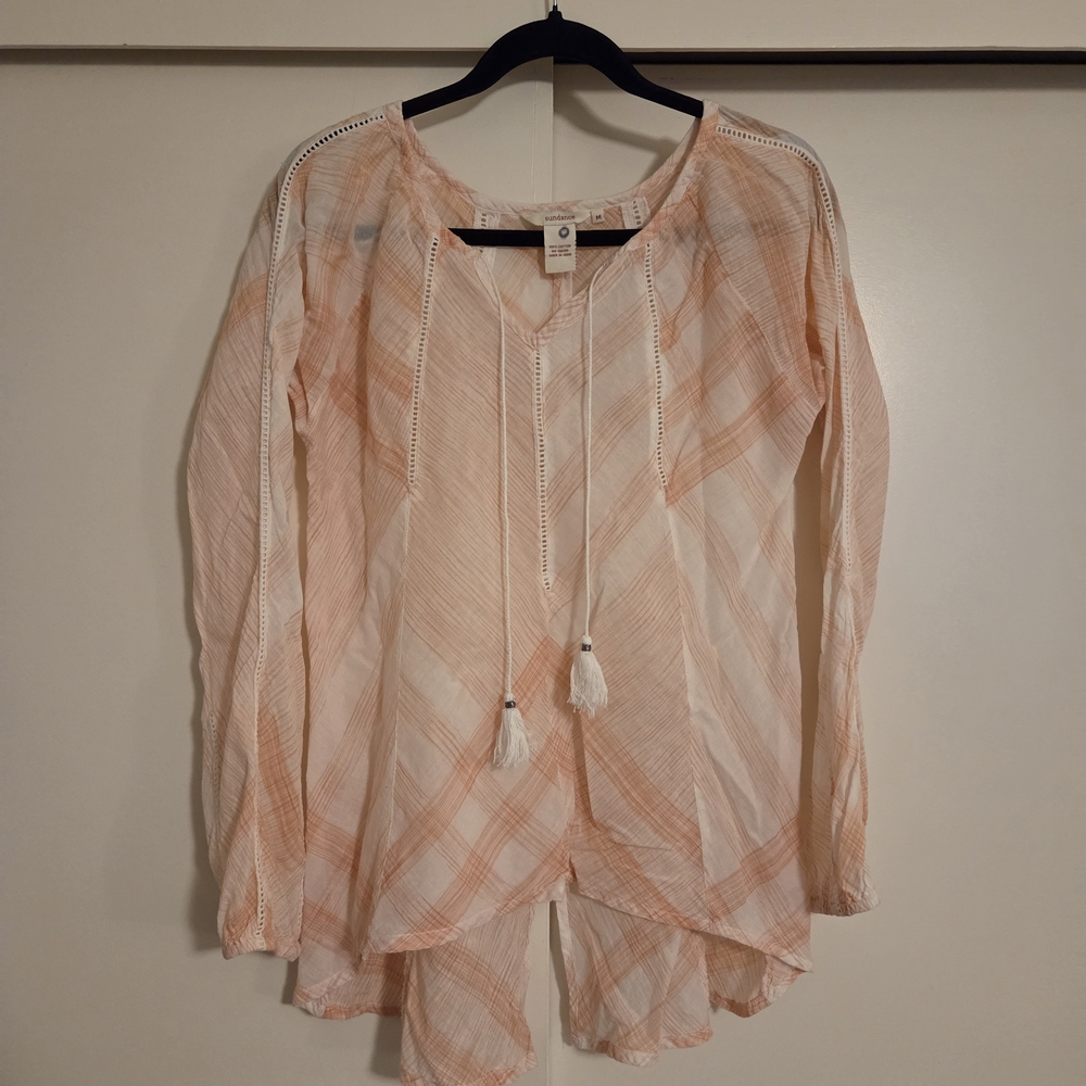 Sundance Cream Pink Long Sleeve Boho Top